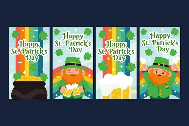 Hand gezeichnete st. patrick's day instagram geschichten gesetzt