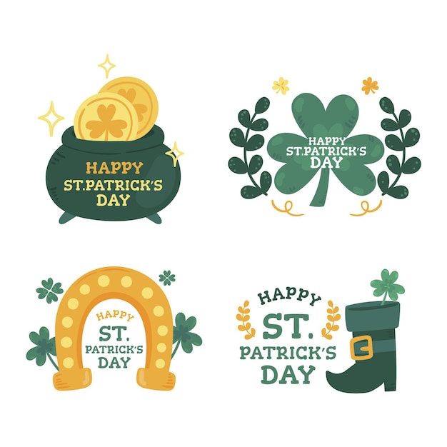 Kostenloser Vektor hand gezeichnete st. patrick's day label kollektion