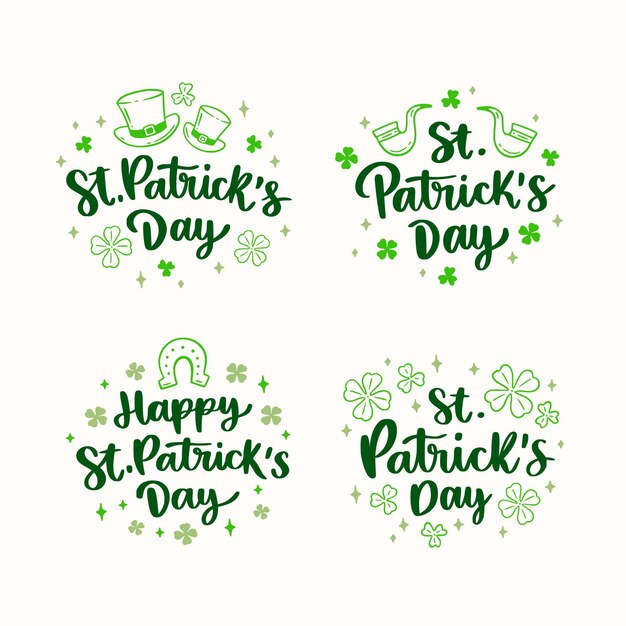 Hand gezeichnete st. Patrick's Day Schriftzug Etiketten