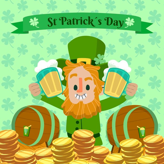 Hand gezeichnete st. patrick tag illustration