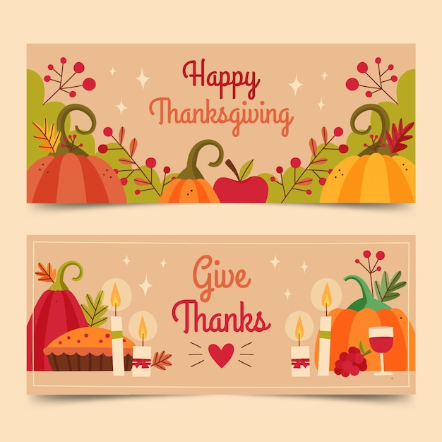 Hand gezeichnete thanksgiving-banner