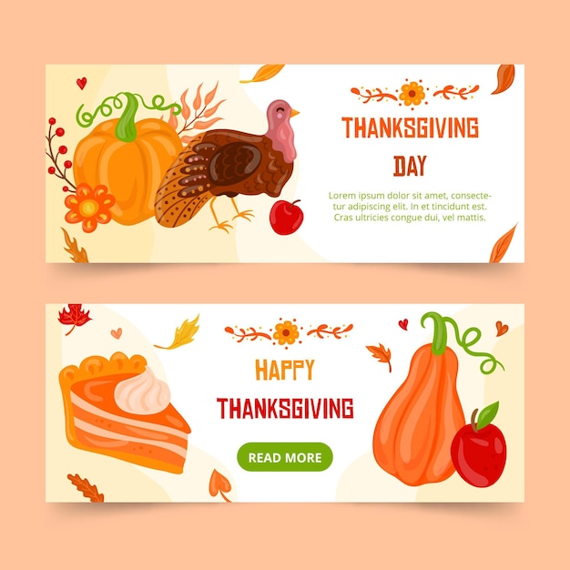 Hand gezeichnete thanksgiving-banner