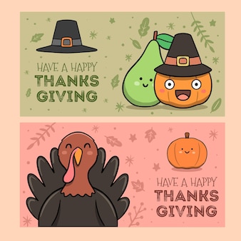 Hand gezeichnete thanksgiving-banner