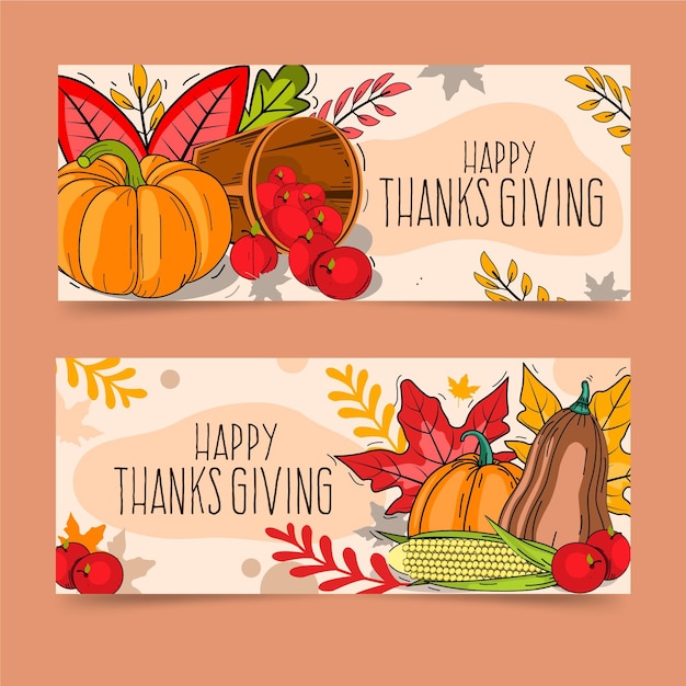 Hand gezeichnete thanksgiving-banner