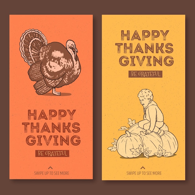 Hand gezeichnete thanksgiving-instagram-geschichten