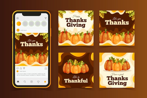 Hand gezeichnete thanksgiving-instagram-post Kostenlosen Vektoren