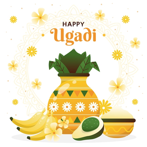 Hand gezeichnete ugadi girlandenillustration