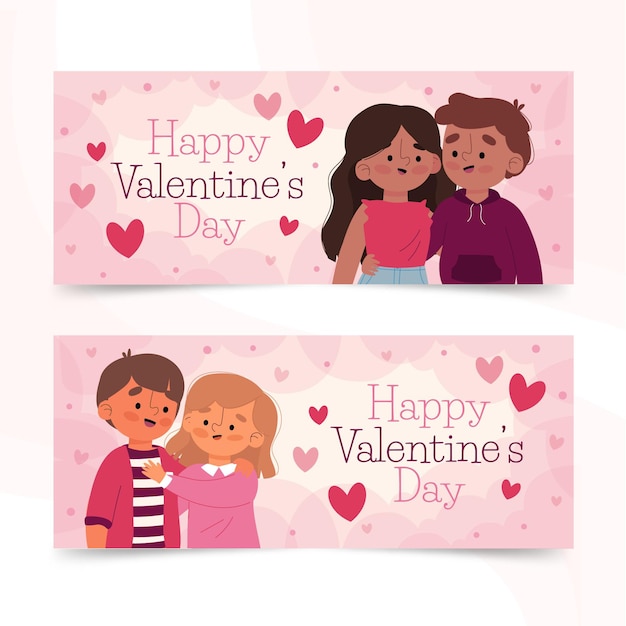 Hand gezeichnete valentinstagbanner