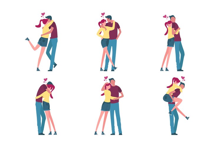Kostenlose Vektor hand gezeichnete valentinstagspaarillustrationen