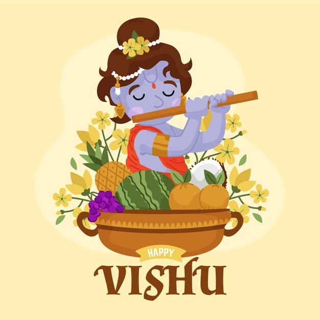 Hand gezeichnete Vishu Illustration