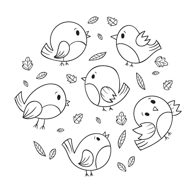 Hand gezeichnete Vogelumrissillustration