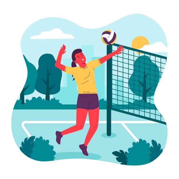 Hand gezeichnete Volleyballillustration