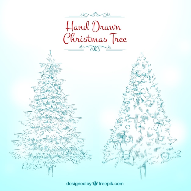 Kostenloser Vektor hand gezeichnete weihnachtsbäume