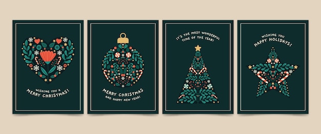 Kostenloser Vektor hand gezeichnete weihnachtskarten