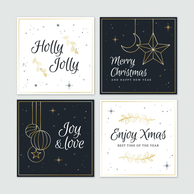 Hand gezeichnete Weihnachtskartensammlung