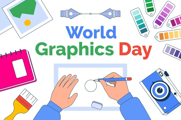 Hand gezeichnete Weltgrafik-Tagesillustration