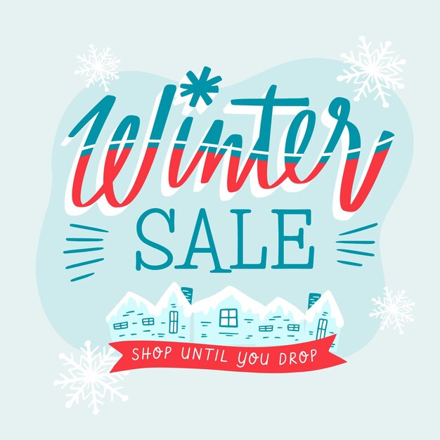 Hand gezeichnete Winter Sale Angebot Promo