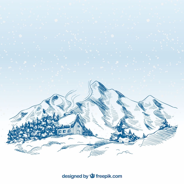 Hand gezeichnete Winterlandschaft