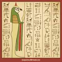 Kostenloser Vektor hand gezeichneter ägyptischer hieroglyphenhintergrund