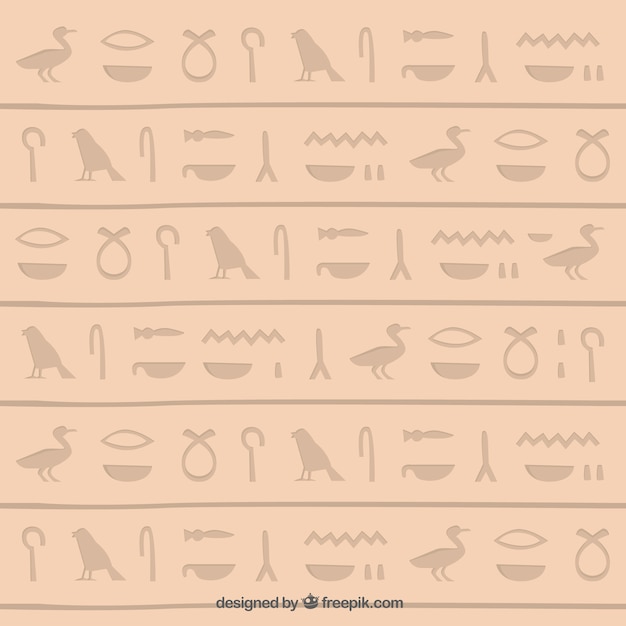 Kostenloser Vektor hand gezeichneter ägyptischer hieroglyphenhintergrund