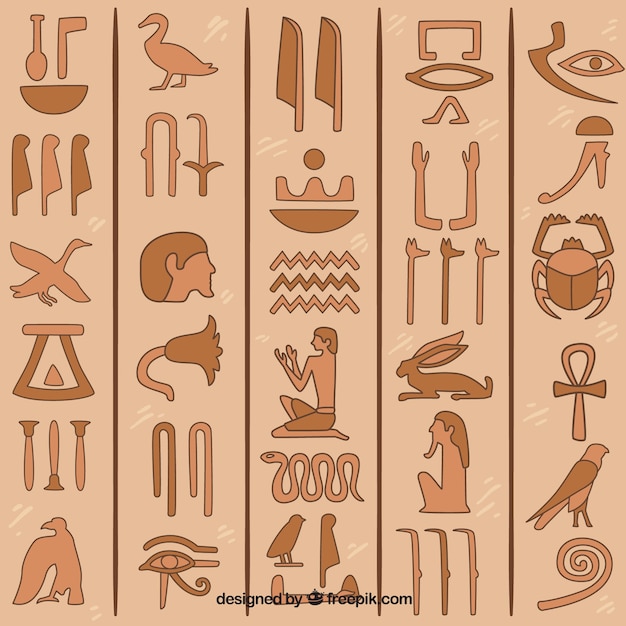 Hand gezeichneter ägyptischer hieroglyphenhintergrund