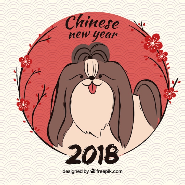 Hand gezeichneter chinesischer Hintergrund des neuen Jahres