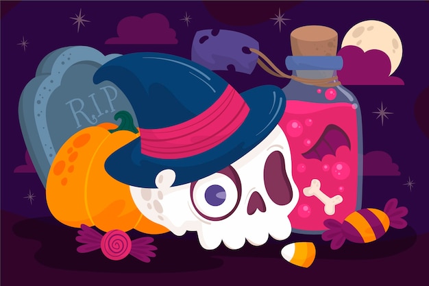 Hand gezeichneter design-halloween-hintergrund