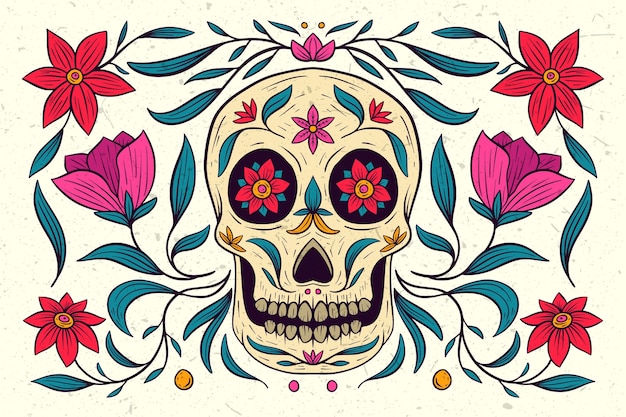 Hand gezeichneter dia de muertos hintergrund