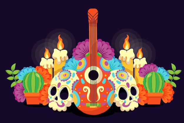 Hand gezeichneter dia de muertos hintergrund