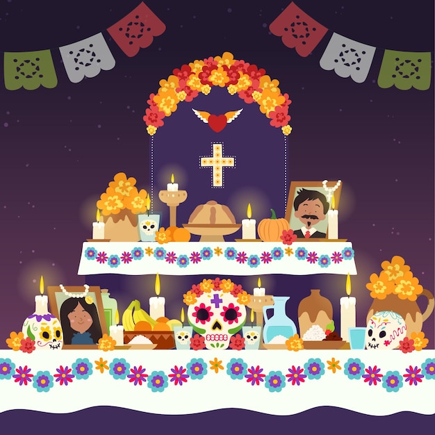 Hand gezeichneter dia de muertos hintergrund