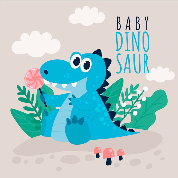 Hand gezeichneter entzückender baby-dinosaurier illustriert