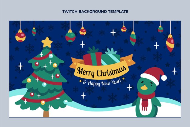 Hand gezeichneter flacher Weihnachtszuckenhintergrund
