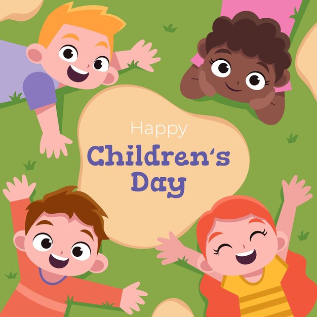 Hand gezeichneter flacher Weltkindertageshintergrund