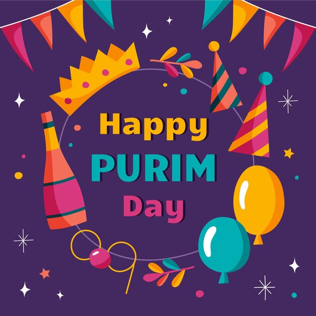 Hand gezeichneter glücklicher purim Tag