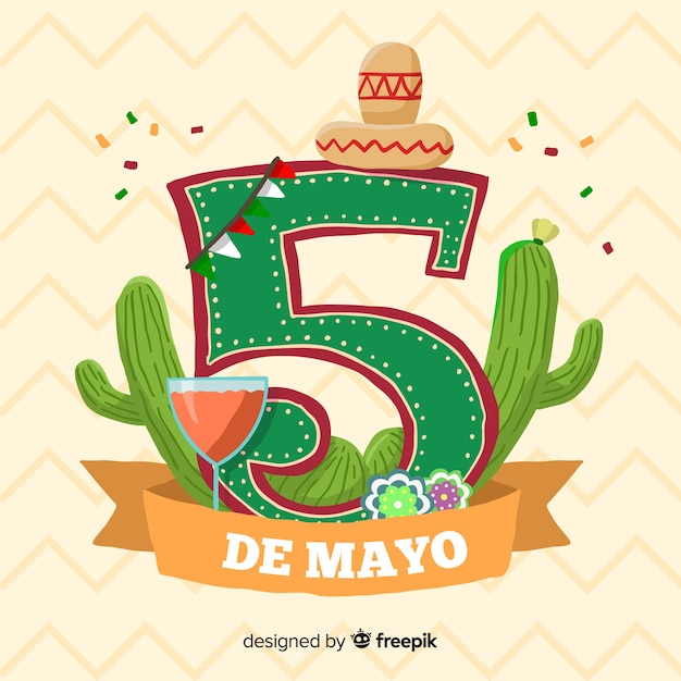 Hand gezeichneter hintergrund cinco des mayo