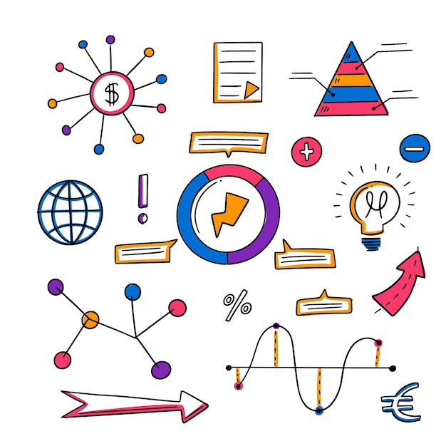 Kostenloser Vektor hand gezeichneter infographic elementsatz