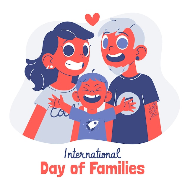 Hand gezeichneter internationaler tag der familienillustration