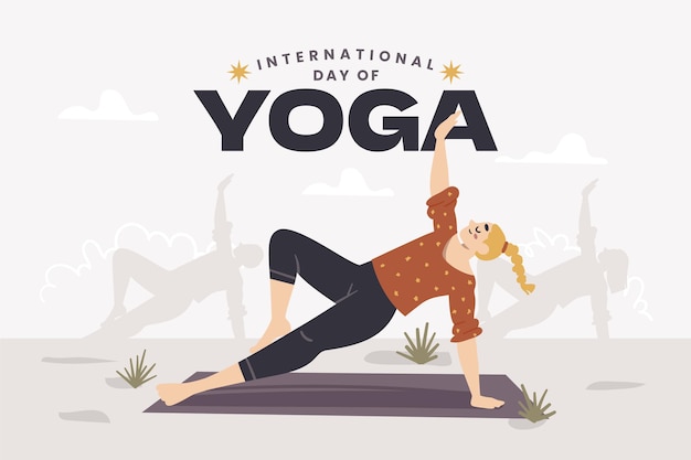 Hand gezeichneter internationaler tag der yogaillustration