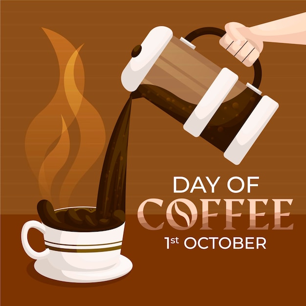 Hand gezeichneter internationaler Tag des Kaffees