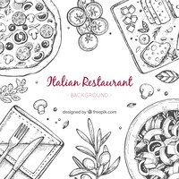Kostenloser Vektor hand gezeichneter italienischer restauranthintergrund