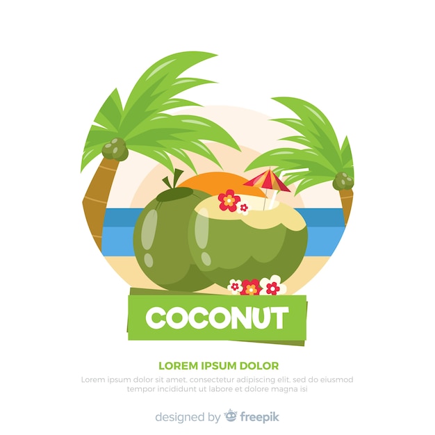 Kostenloser Vektor hand gezeichneter kokosnusscocktailhintergrund
