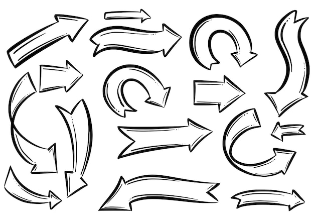 Kostenloser Vektor hand gezeichneter kreativer pfeilsatzentwurf