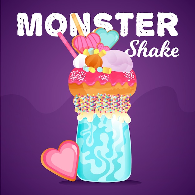 Kostenloser Vektor hand gezeichneter monstershake