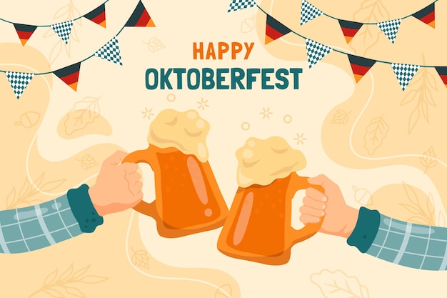 Kostenloser Vektor hand gezeichneter oktoberfesthintergrund