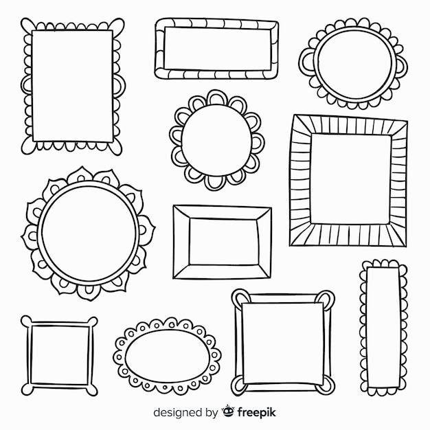 Kostenloser Vektor hand gezeichneter rahmensatz