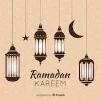Kostenloser Vektor hand gezeichneter ramadan-hintergrund