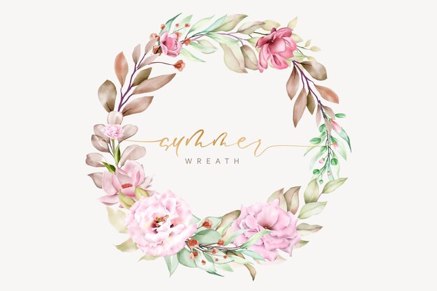 hand gezeichneter sommerblumenkranz und hintergrunddesign