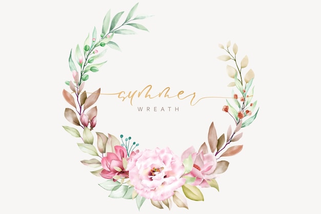 hand gezeichneter sommerblumenkranz und hintergrunddesign