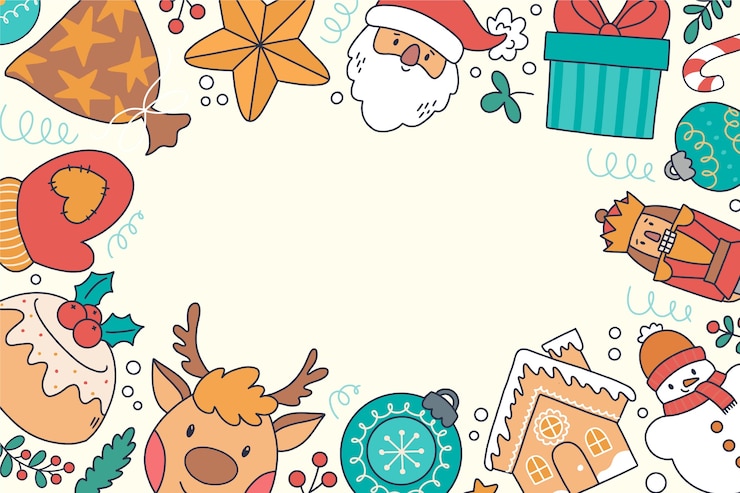 Kostenlose Vektor hand gezeichneter weihnachtsfeierhintergrund