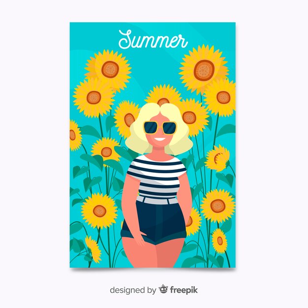 Hand gezeichnetes buntes Sommerplakat